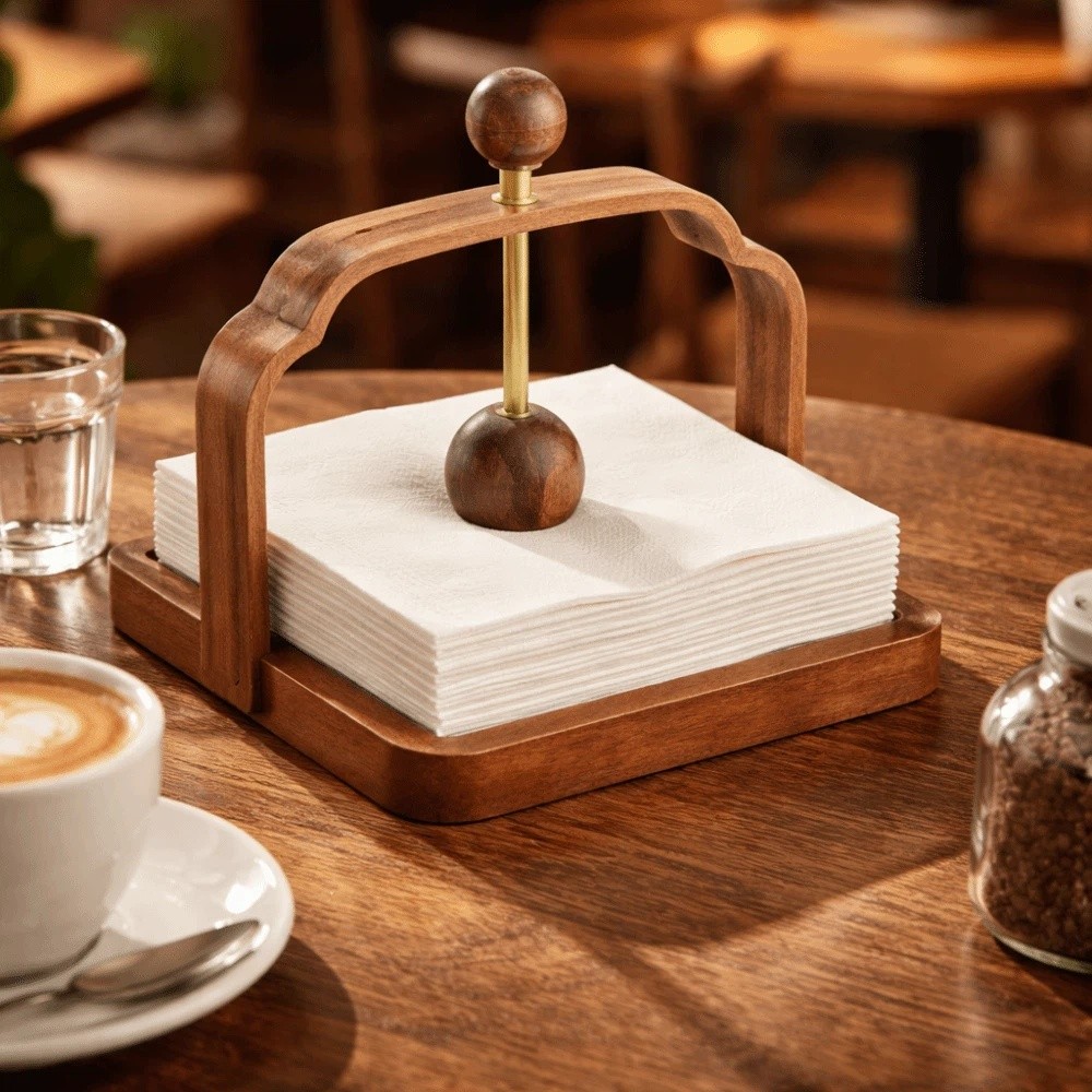 Agar Tissue Culture - Napkin Stand Retro Walnut Wood Napkin