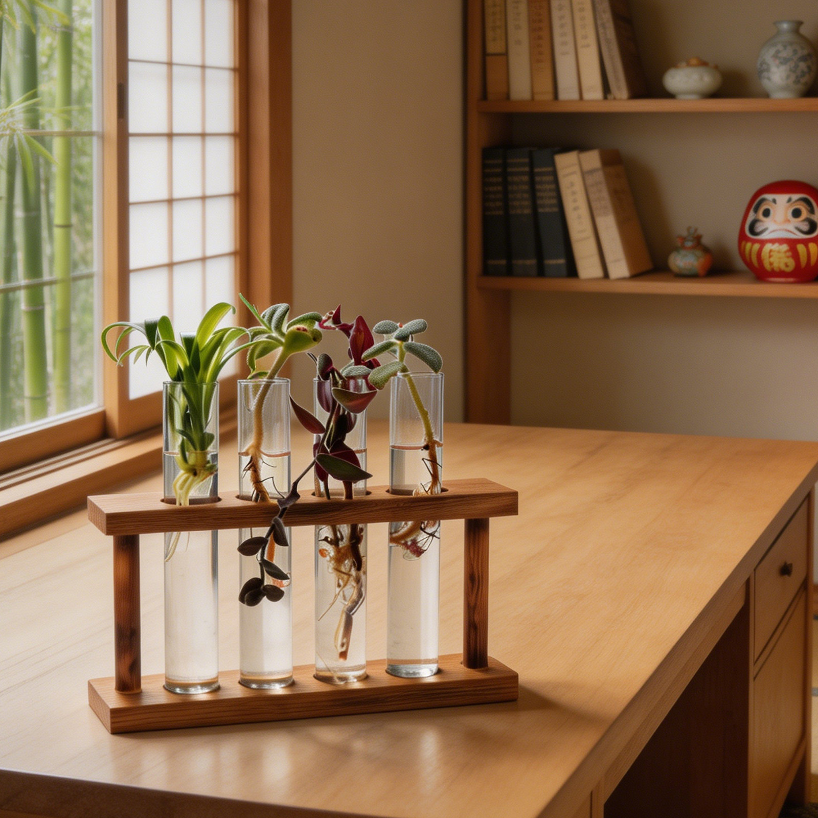 Propagation Station Vase - Wooden Plant Propagation Station with Glass