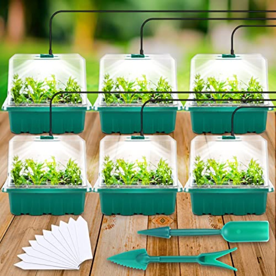 Humidity Dome Kit - Seed Starter Tray with Light, 6PCS