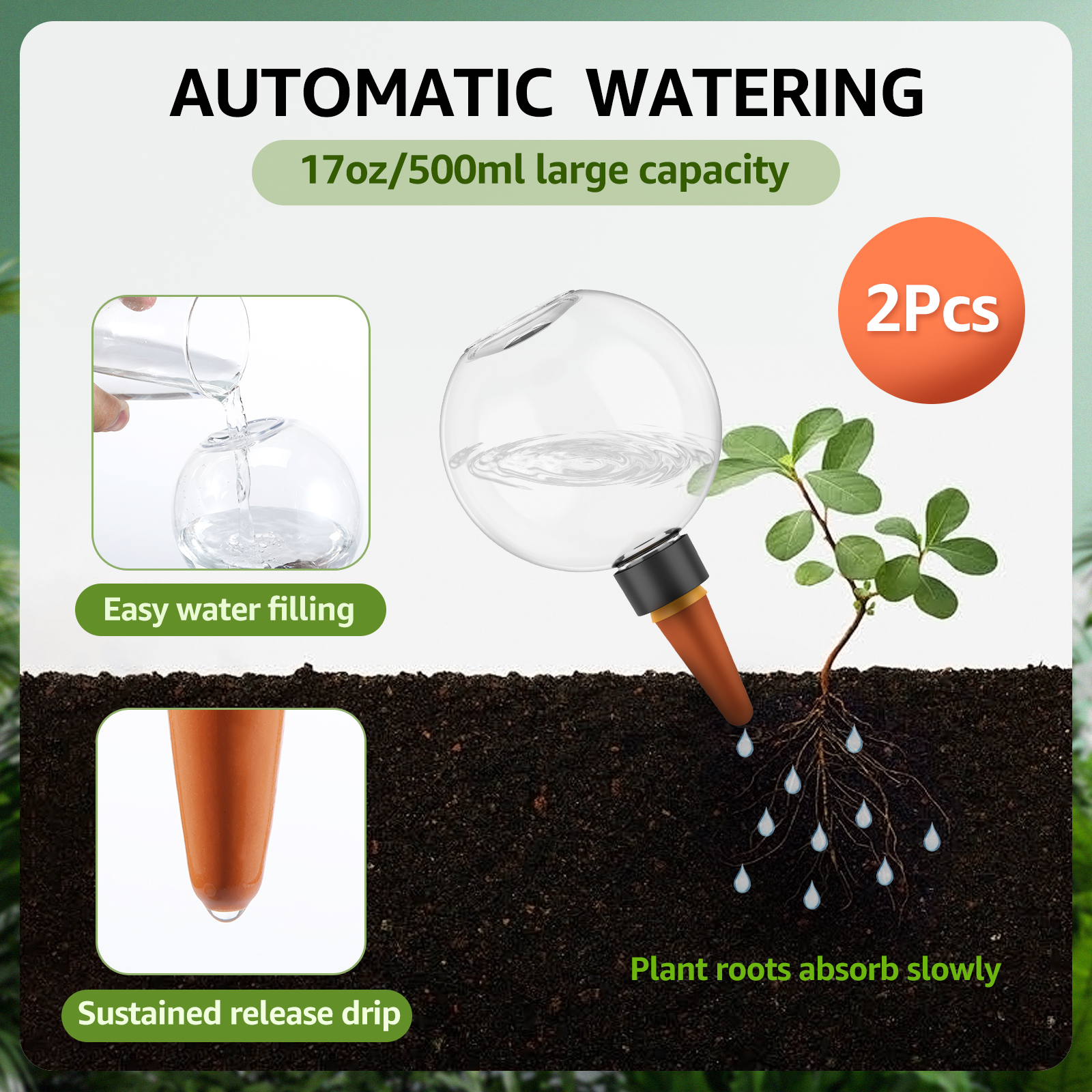 2/4Pcs 500ML Automatic Drip Ir - огляд і ціна Self Watering Insert