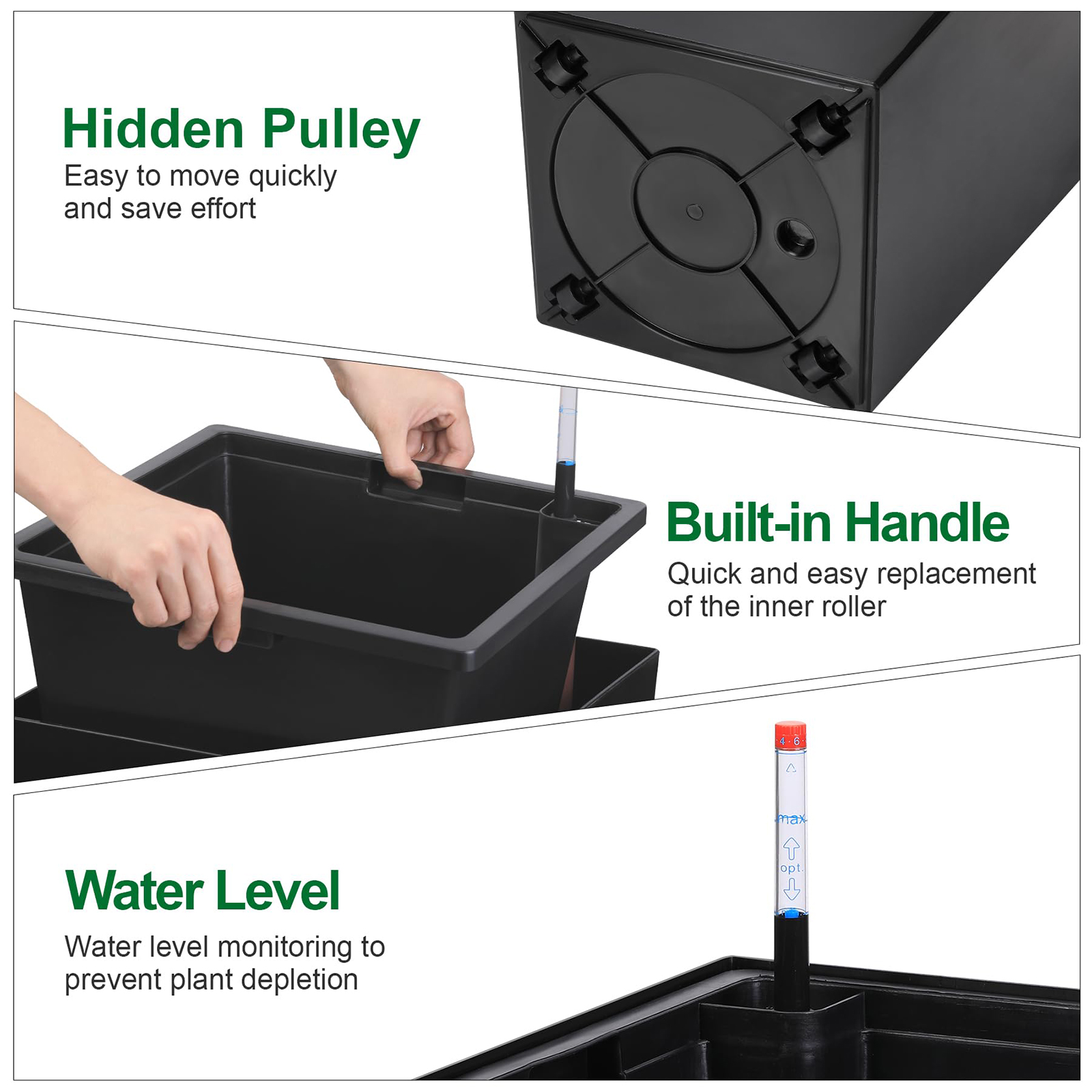 Set Of 2 30in Tall Planters Fo - огляд і ціна Self Watering Insert