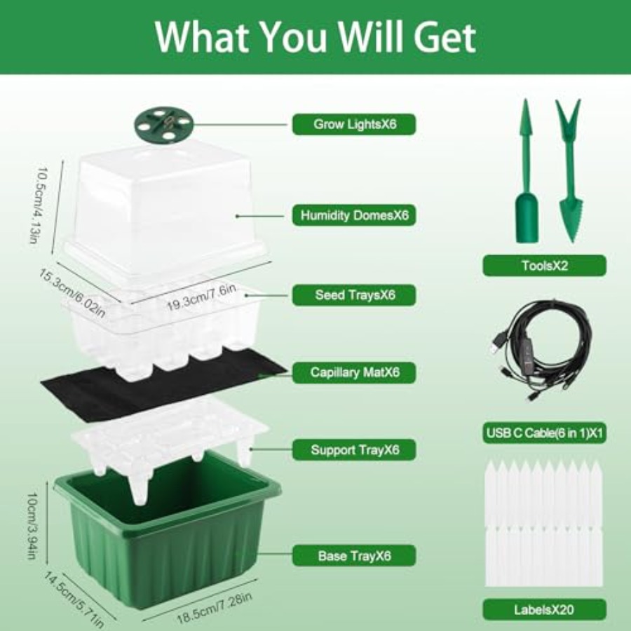 Seed Starter Tray with Light 6 - огляд і ціна Humidity Dome Kit