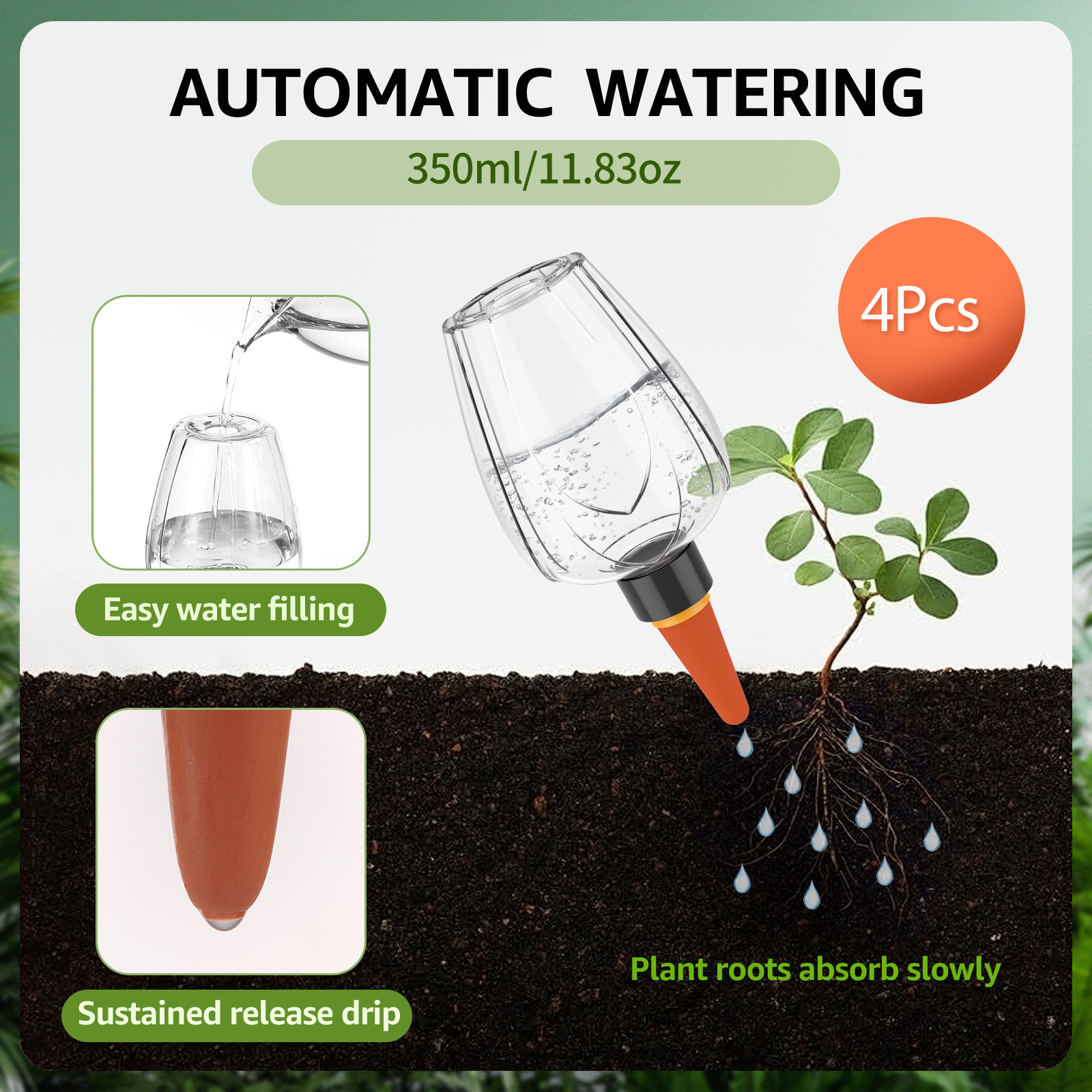 4Pcs Plant Watering Globe Clea - огляд і ціна Self Watering Insert