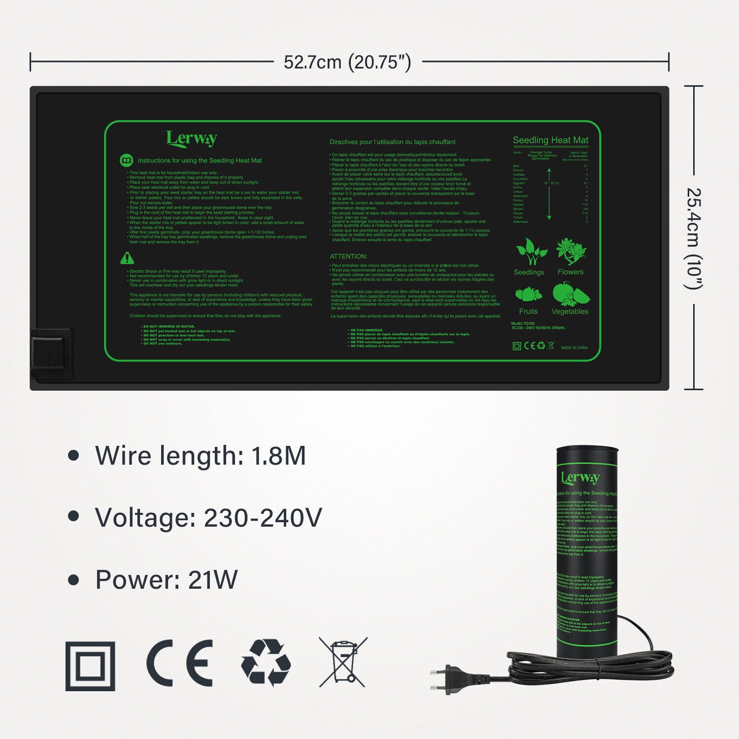 LERWAY 21W Seedling Heating Ma - огляд і ціна Heat Mat Seedling
