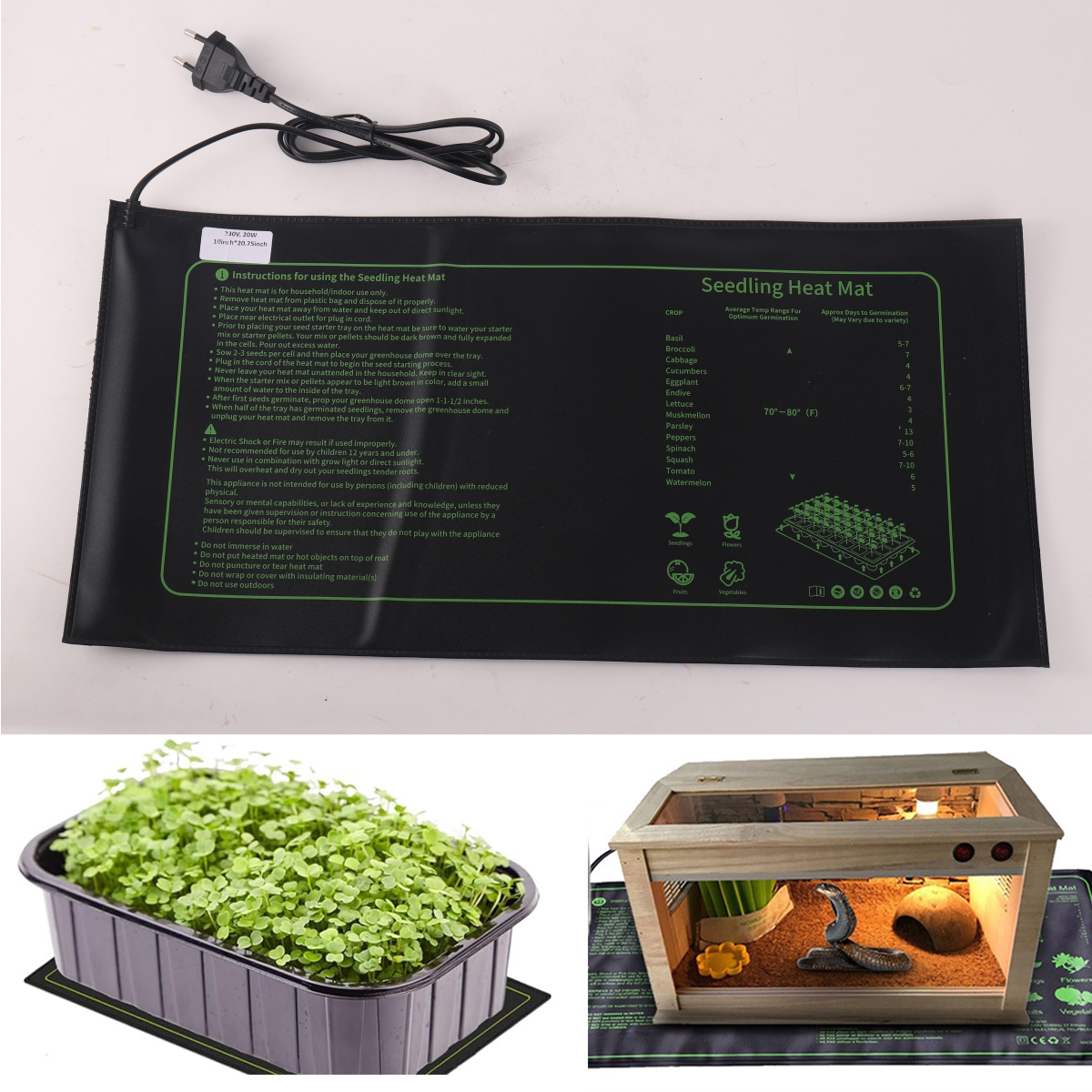 20W Seedling Heating Pad 230V  - огляд і ціна Heat Mat Seedling