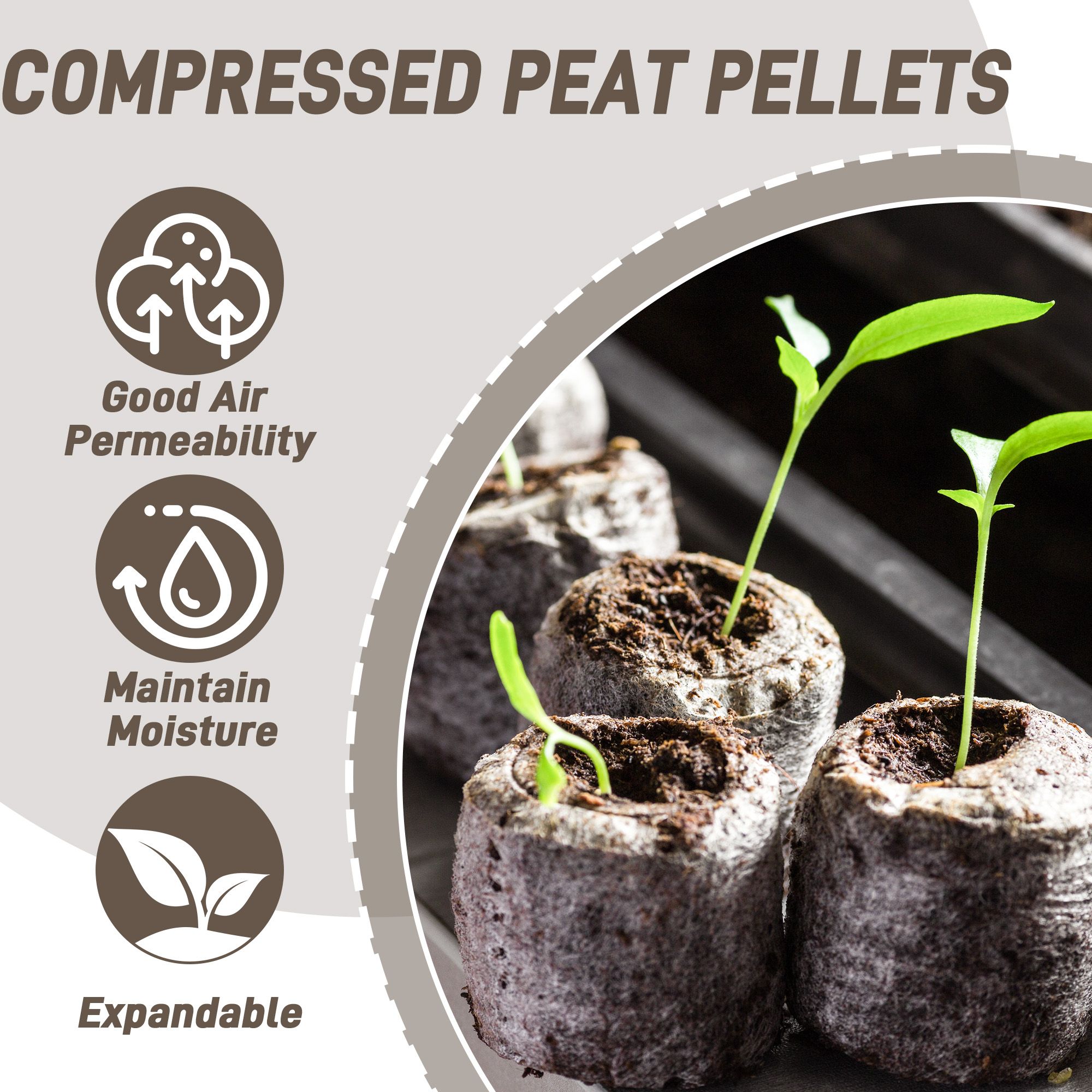 50pcs 35mm Compressed Peat Pel - огляд і ціна Peat Pellet Tray