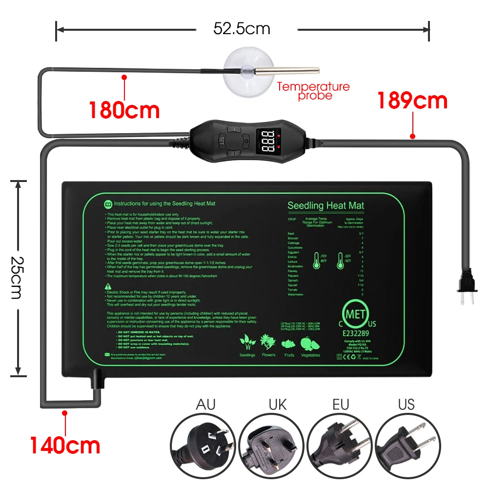 50W EU-US/UK/AU Adjustable The - огляд і ціна Heat Mat Seedling