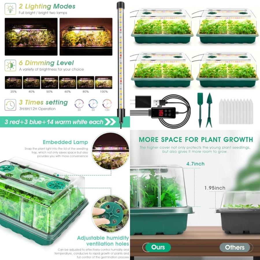 Seed Starter Tray with Grow Li - огляд і ціна Humidity Dome Kit