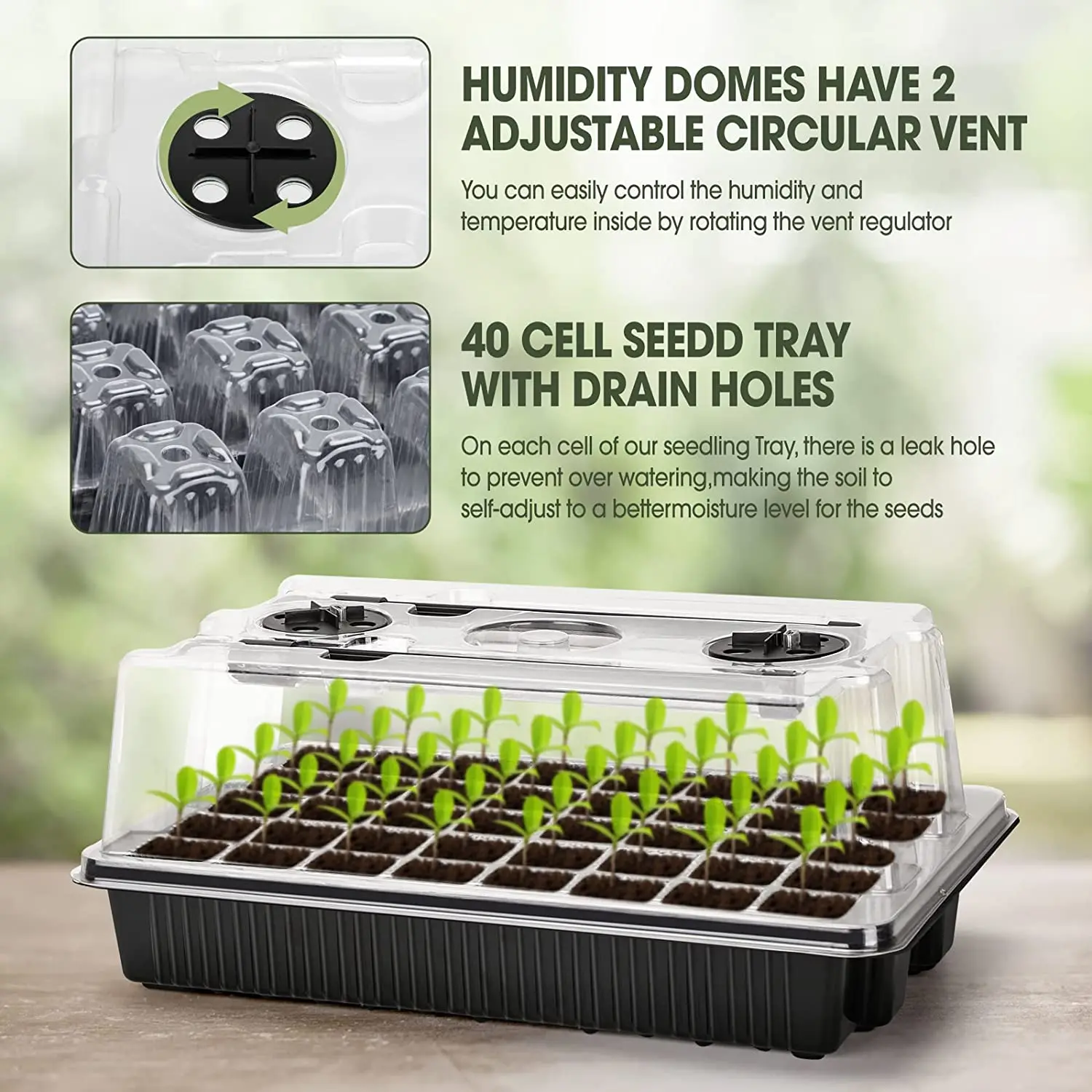 1 Set, Seed Starter Trays With - огляд і ціна Humidity Dome Kit