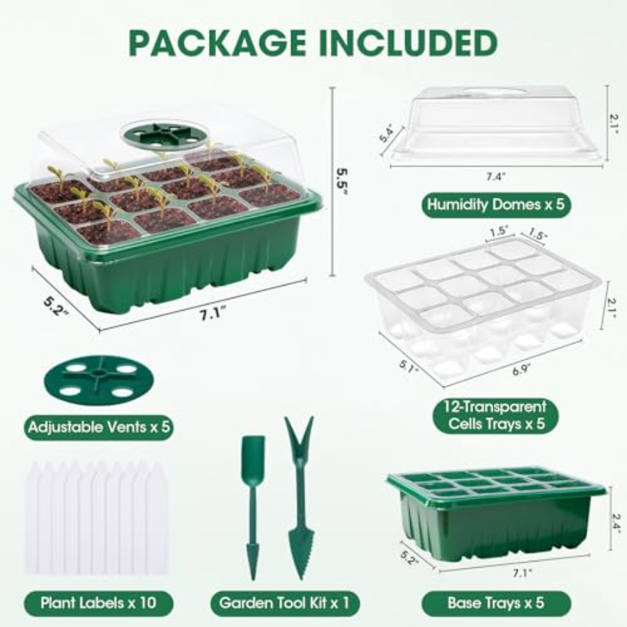 5 Packs Seed Starter Tray with - огляд і ціна Humidity Dome Kit